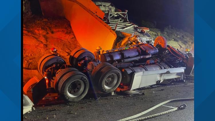  1 trapped in semi-truck after Flagstaff rollover crash 