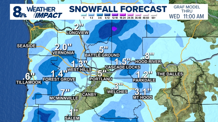  Timeline: Here's when snow could fall and stick in Portland on Wednesday 