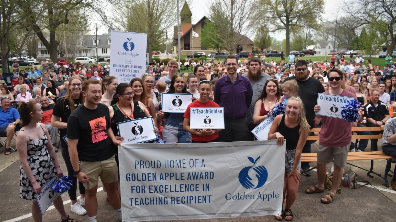   
																Teacher at Orion High School in Illinois receives prestigious Golden Apple Award 
															 
