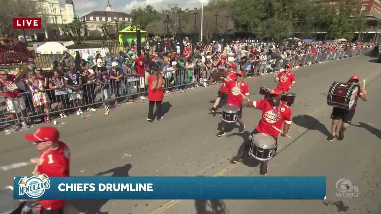  Kansas City Chiefs 'Rumble' performs in New Orleans Super Bowl Host Committee Parade 