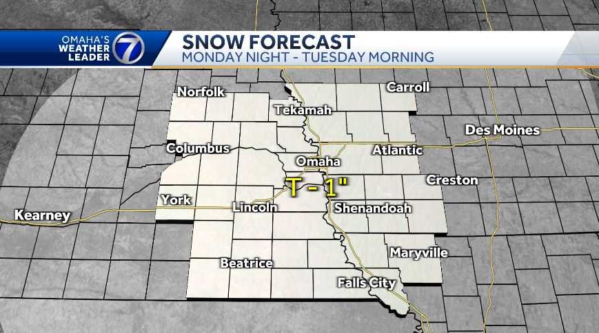  Snow possible for Omaha area Monday 