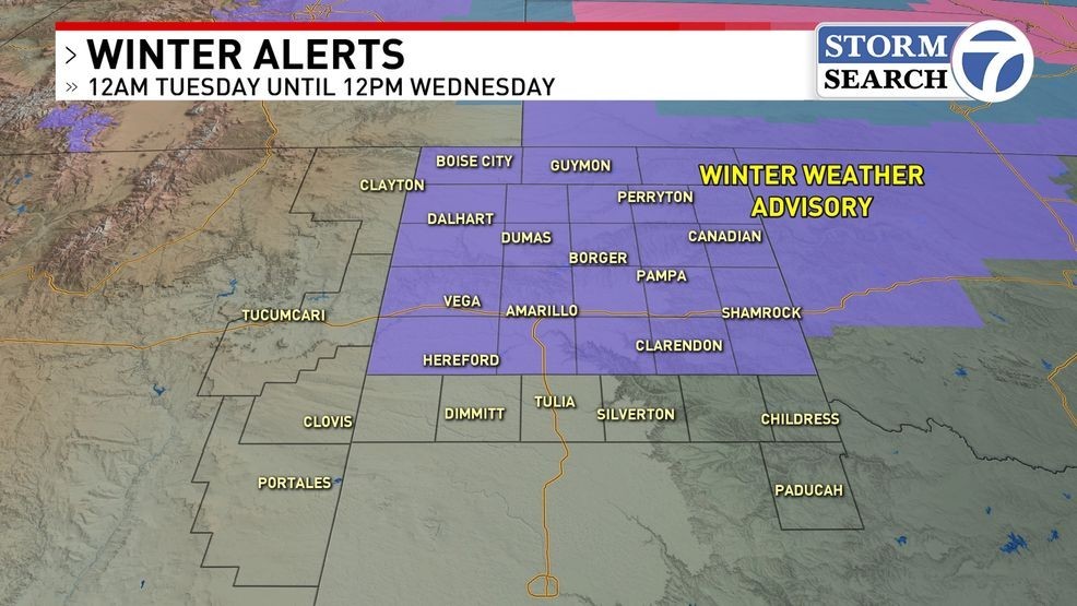  Snow and ice possible for the Texas/Oklahoma panhandles 