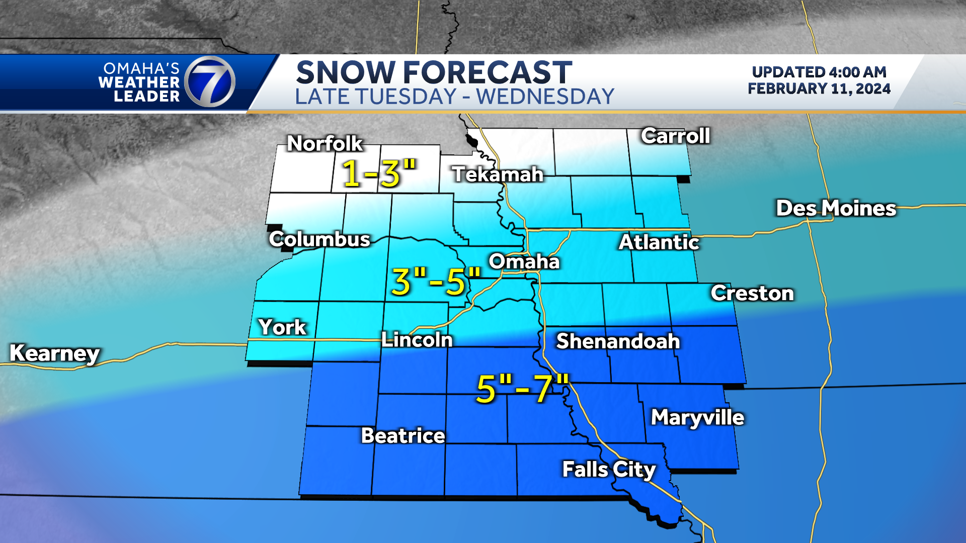  Hour-by-hour timeline: Snow in Omaha area Tuesday night into Wednesday 