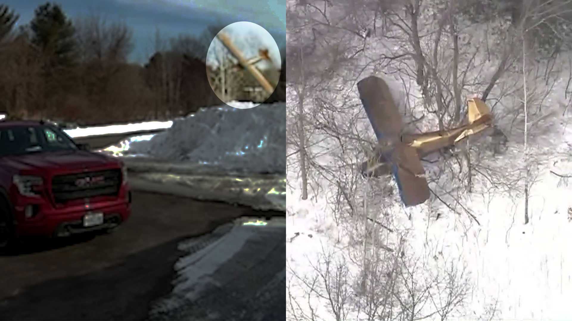  Video shows plane crash into woods near New Hampshire neighborhood 