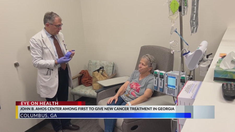   
																John B. Amos among first to give new cancer treatment in Georgia 
															 