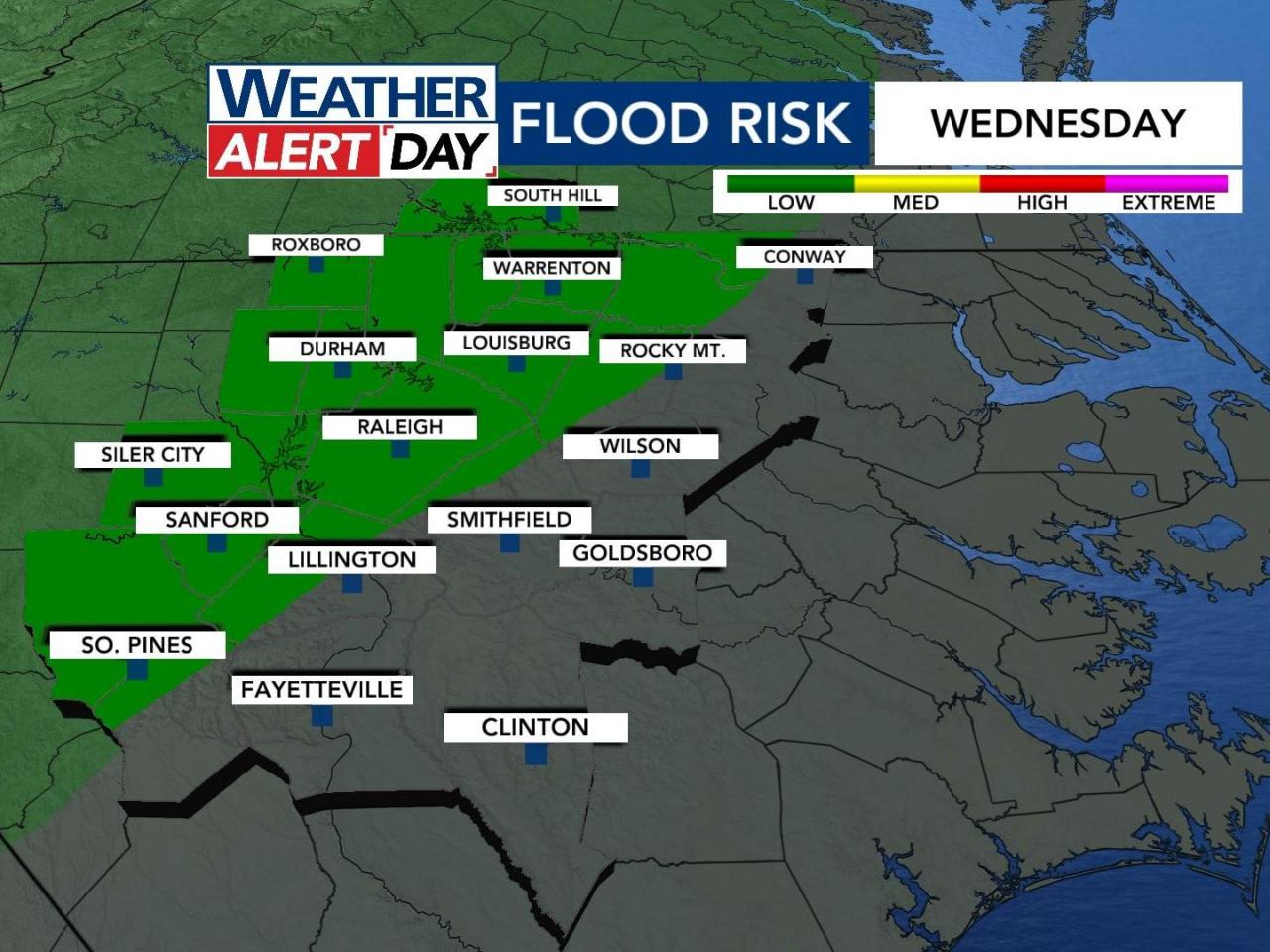  WRAL Weather Alert Day ☔ Chilly showers bring low flood risk, big warmup coming 