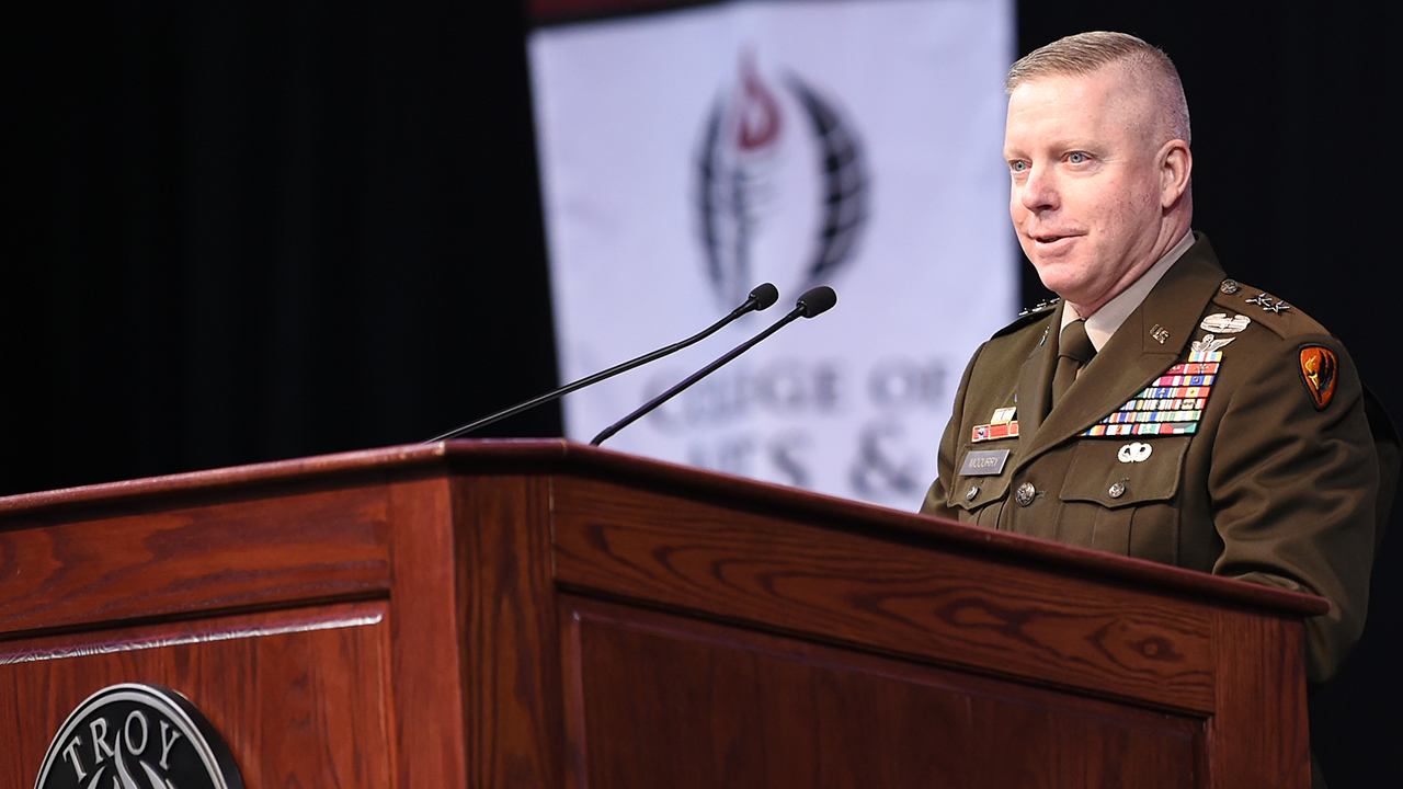  Maj. Gen. McCurry encourages TROY graduates to give back by serving others 