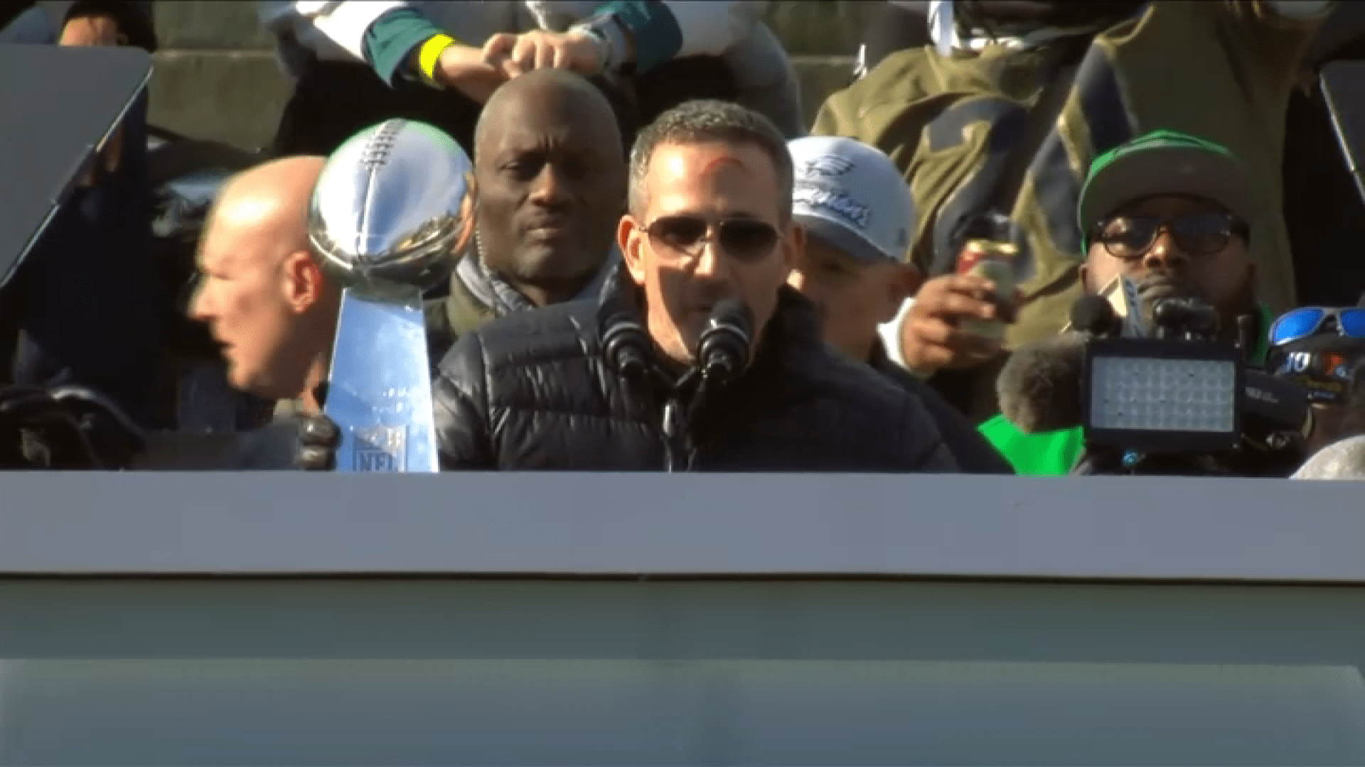  ‘I bleed for this city': Eagles GM Howie Roseman hit by beer can at Super Bowl parade 