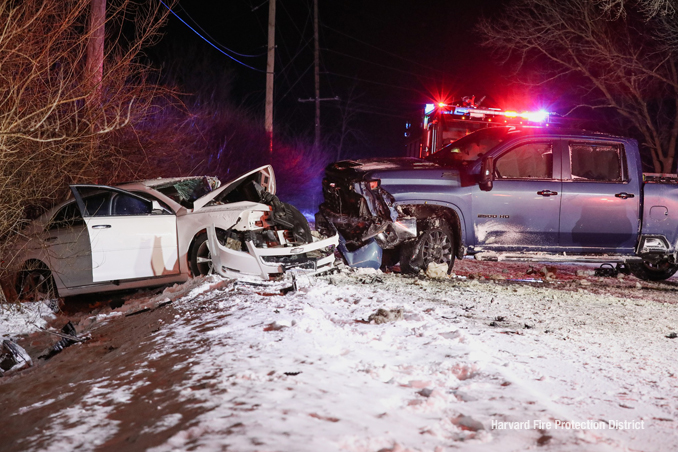  Head-on Crash at Route 23 and North Olbrich Rd Near Harvard, Illinois During Snowfall 