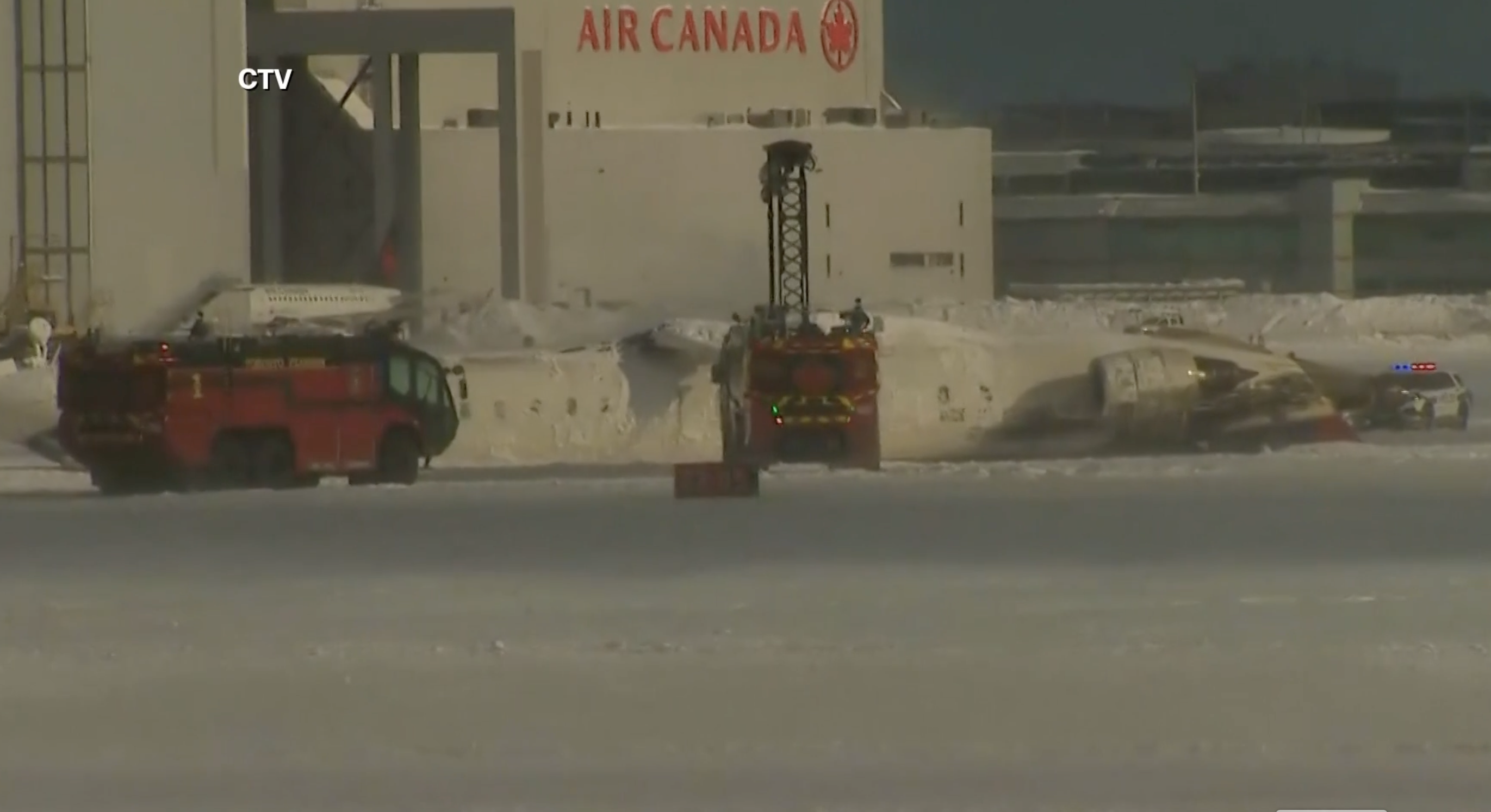  Delta Airlines flight flips over on landing at Toronto's Pearson Airport and 8 people are hurt 