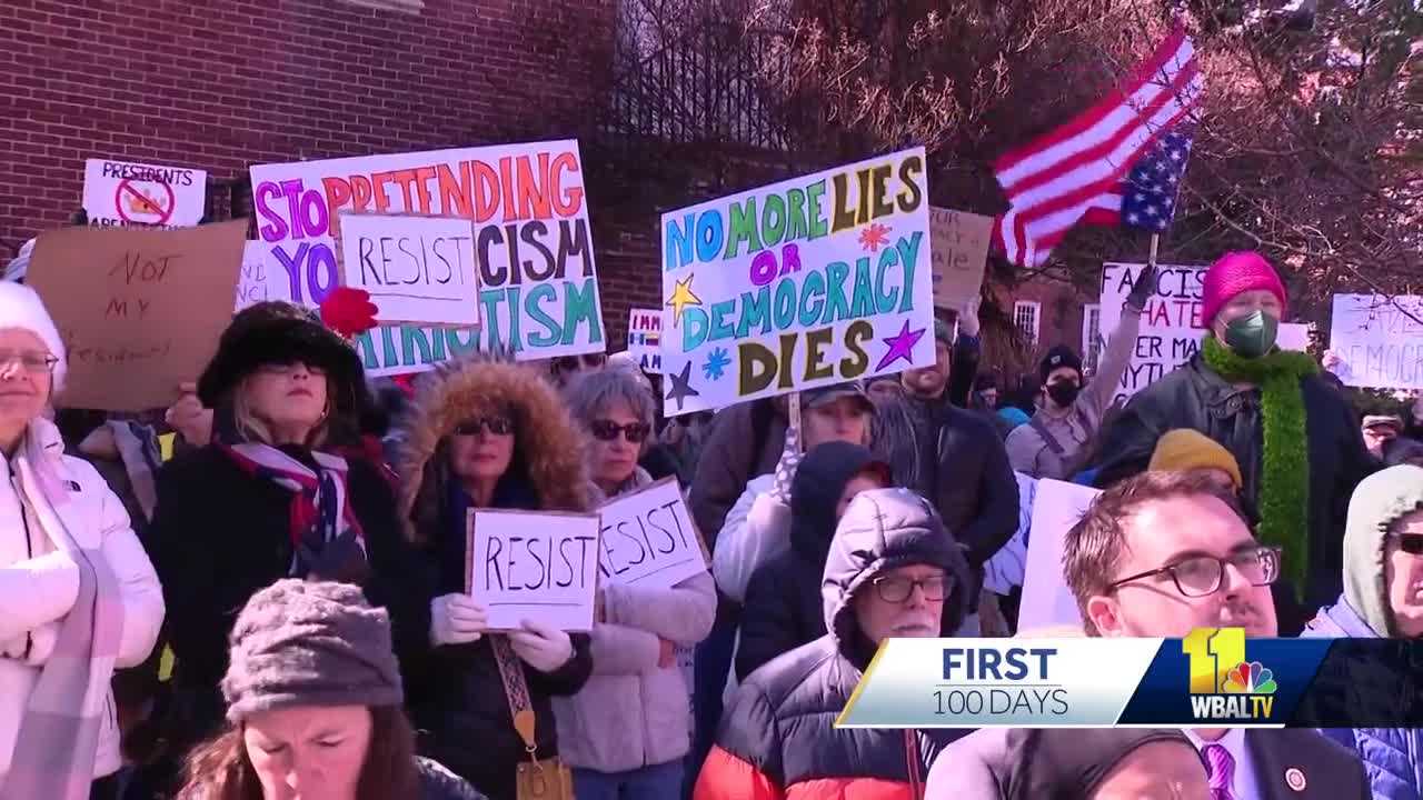  Protesters in Baltimore, Annapolis decry actions of Trump, Musk 