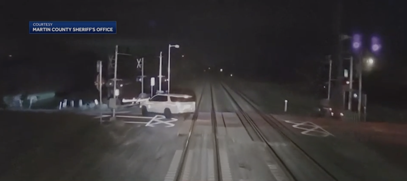  WATCH: Video shows Florida deputy struck by freight train in patrol vehicle 