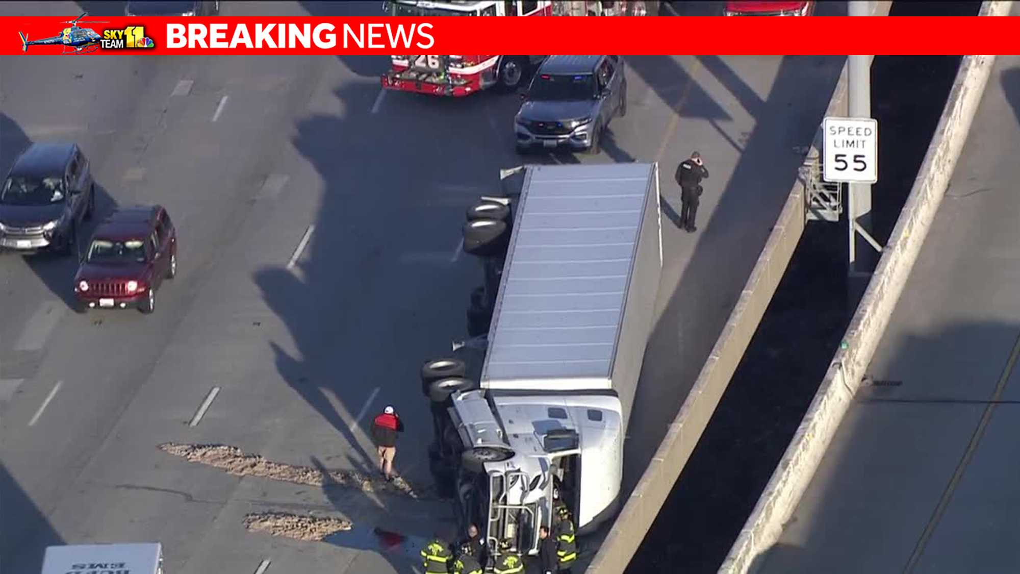  Tractor-trailer on its side in crash on Interstate 95 in Baltimore 