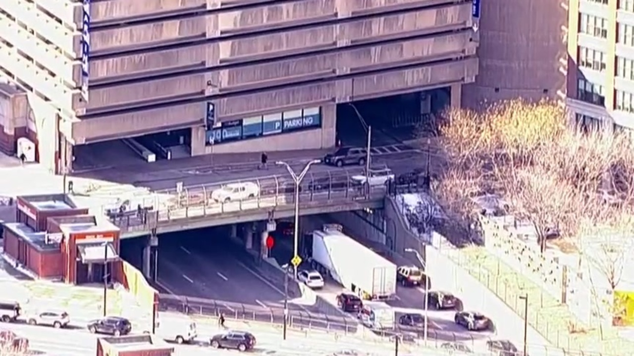  Several cars damaged by falling concrete in Prudential Tunnel in Boston 