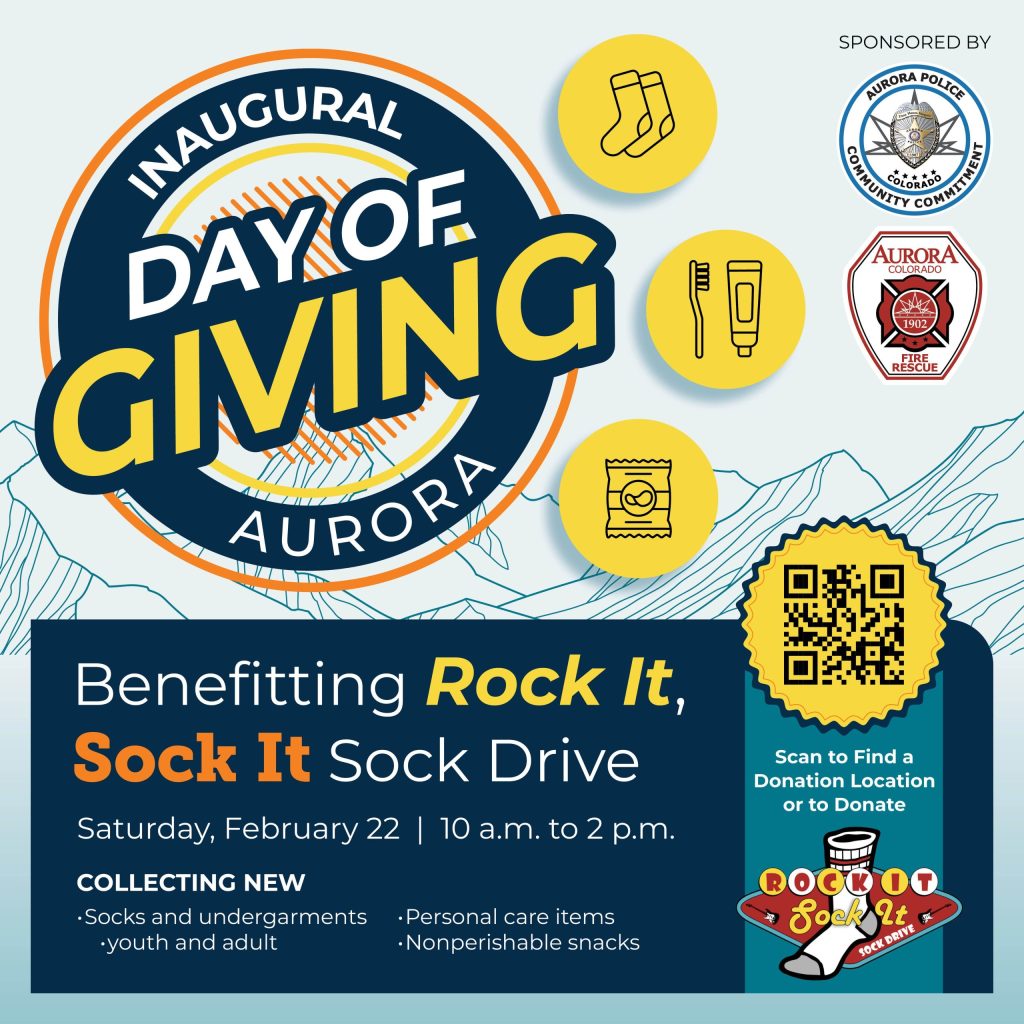  Rock it with socks and other donations in Aurora for the homeless on Saturday 