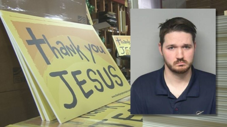  'Thank You Jesus' signs creator arrested on felony child porn charge 