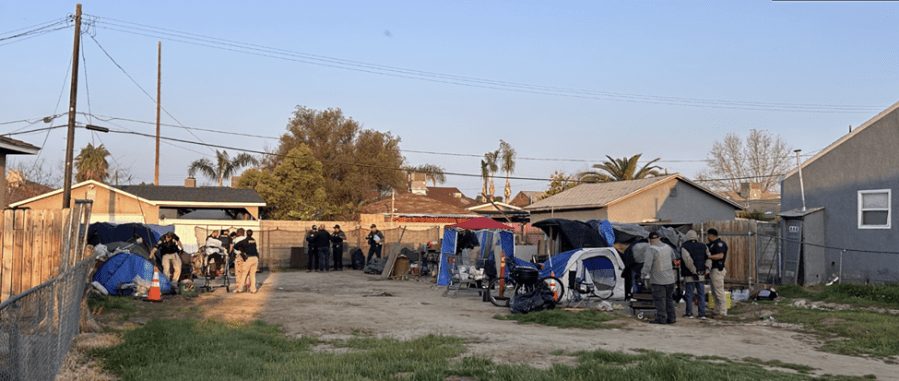  Bakersfield agencies clear 11 homeless encampments, make 9 arrests on V St. 