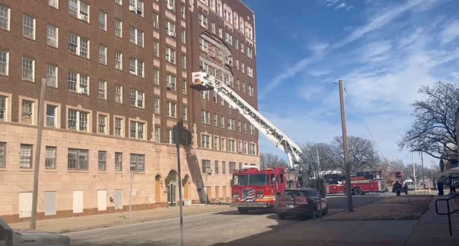  Large emergency response after bricks fall from Commodore 