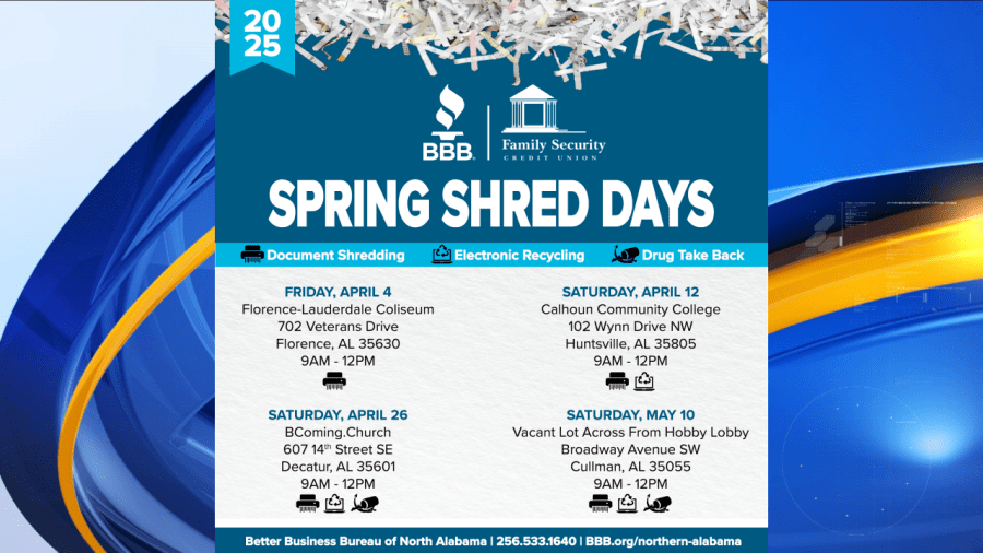  Protect your identity, BBB of North Alabama hosts shred days 