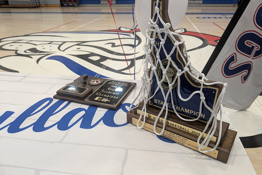  Rockland girls basketball prepares banner for raising in front of entire student body 