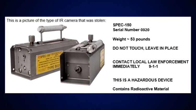  Camera containing radioactive material stolen in Kernersville, NCDHHS warns 