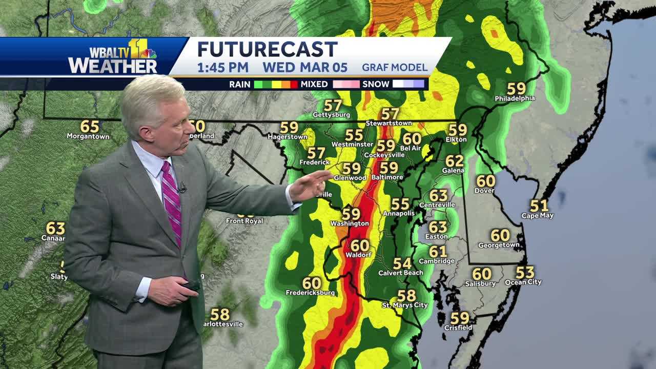  Heavy showers, damaging wind gusts Wednesday in Maryland 