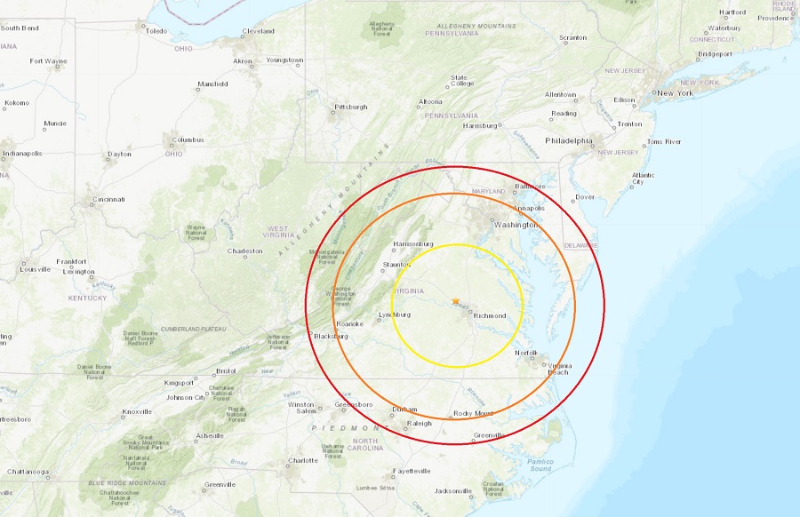  Earthquake Rattles Virginia; Shaking Reports Received by USGS 