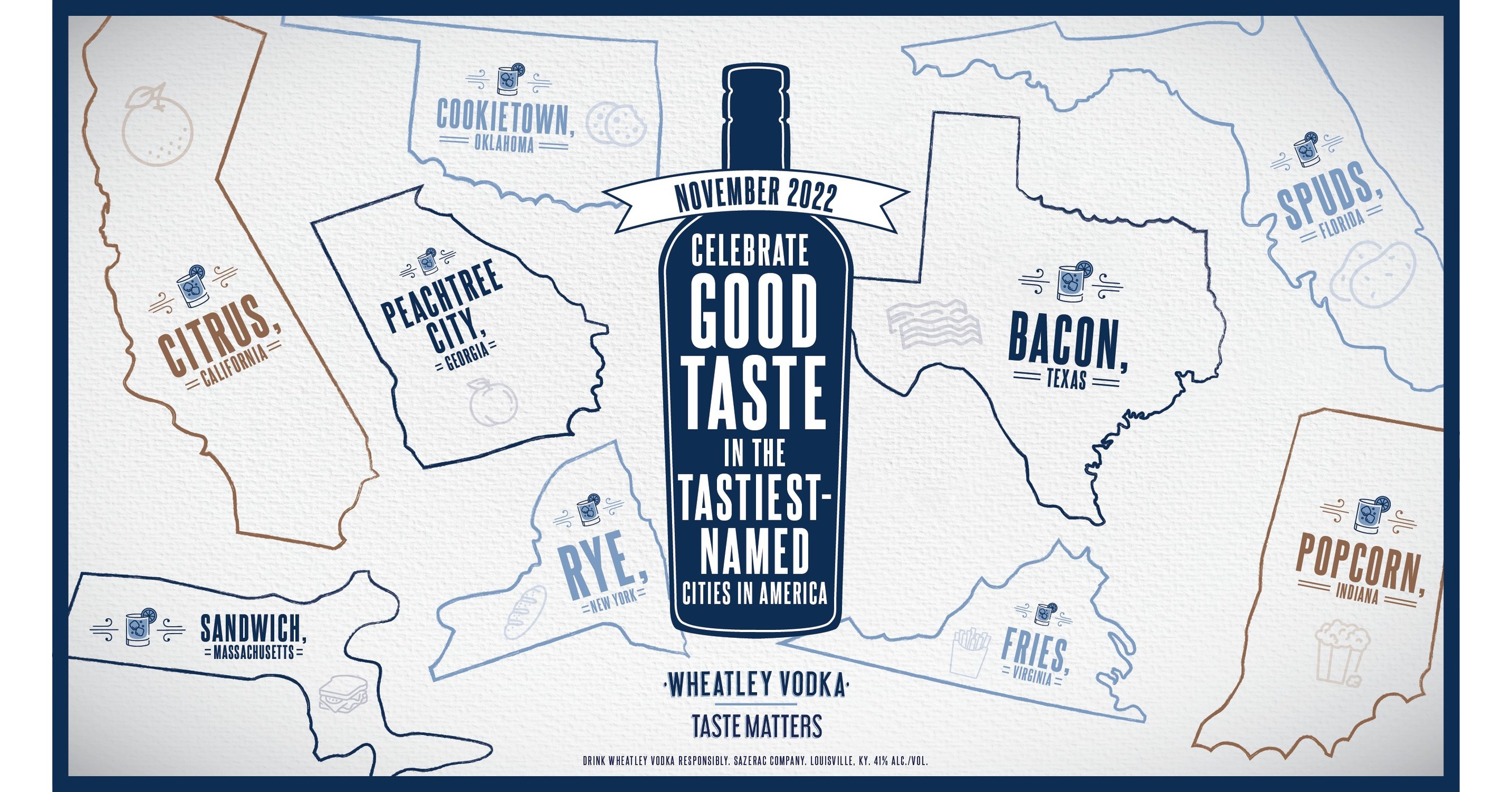  Wheatley Vodka Raises the Bar on Good Taste by Toasting the Tastiest-Named Cities in America 