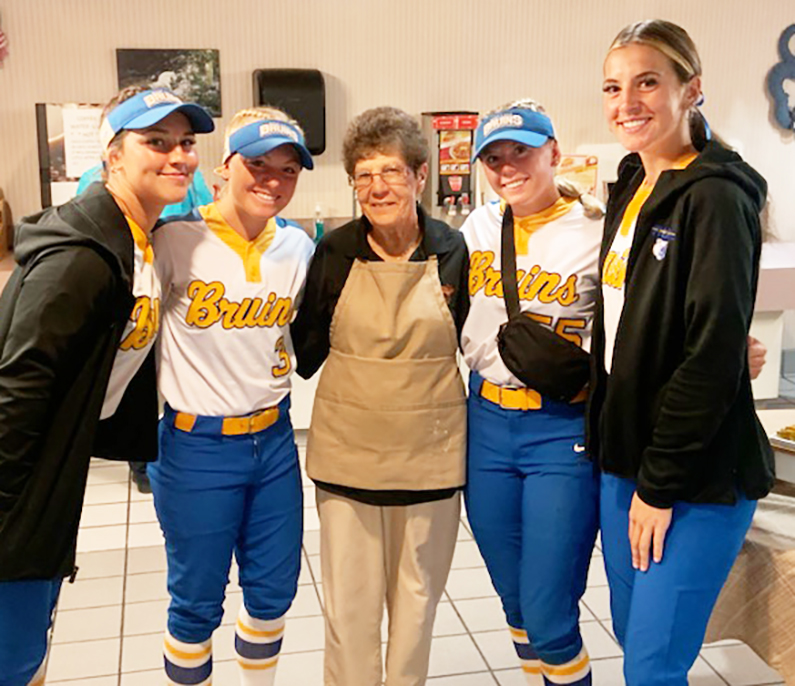  Barbara Bradley, ‘Breakfast lady,’ throws out first pitch May 7 at Lady Badgers softball game 
