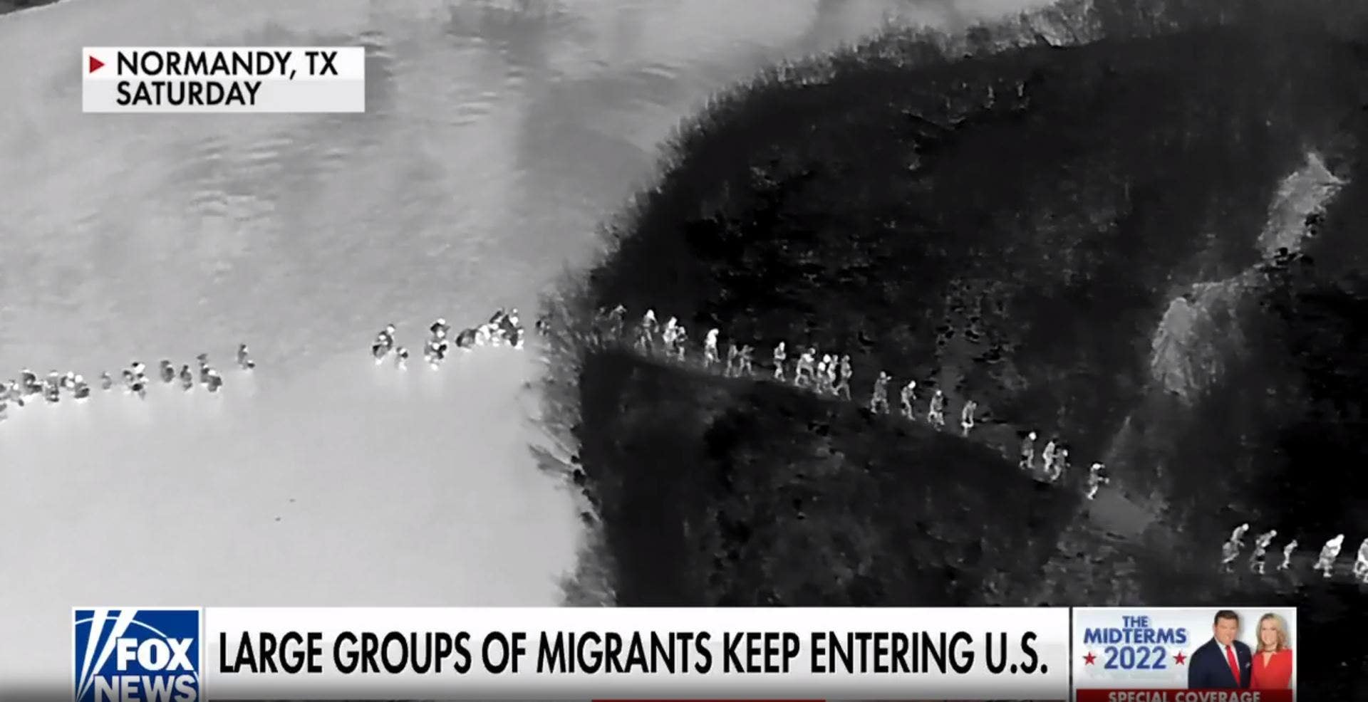  Drone footage shows streams of migrants cross border into Texas 'with no resistance' 