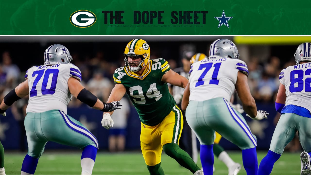  Dope Sheet: Packers take on Cowboys at Lambeau Field 