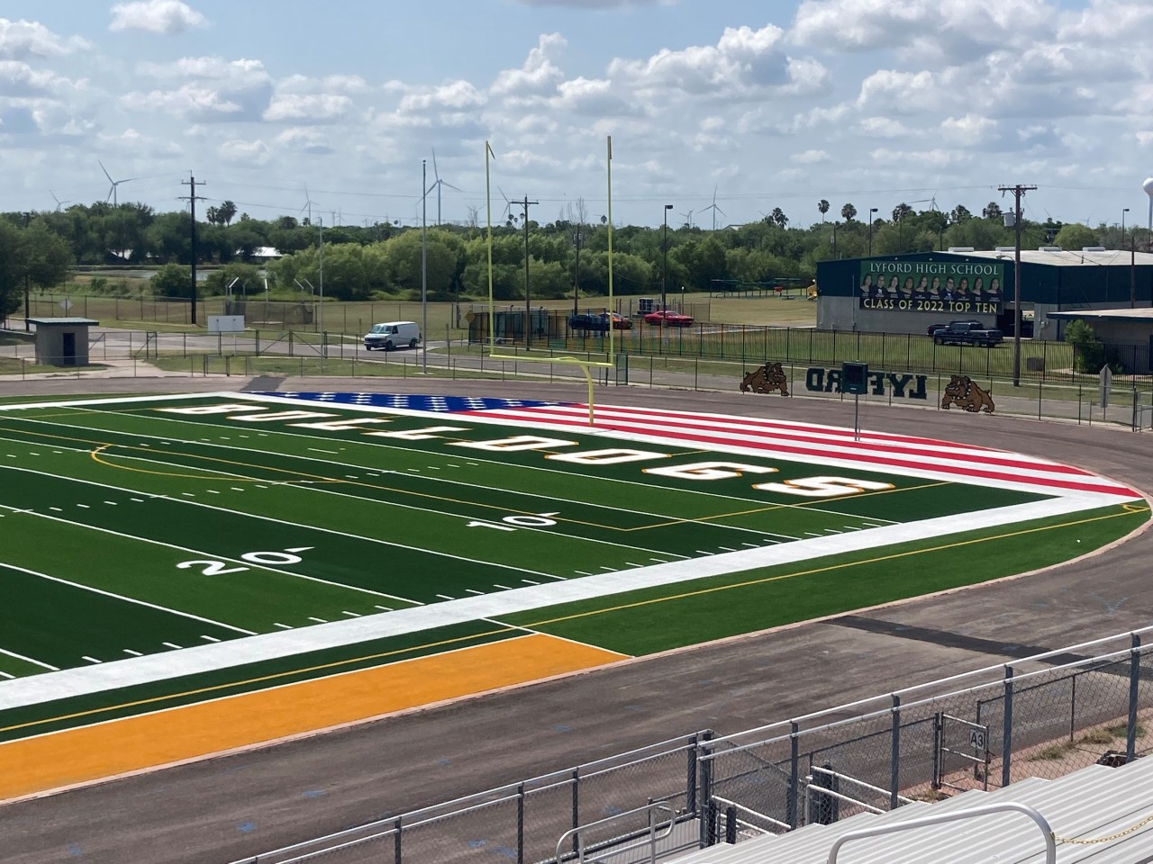  Lyford adds American flag to stadium turf to honor veterans 
