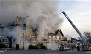  Arson fire destroys historic buildings in Friday Harbor on April 7, 2022. 